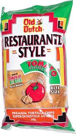 Old Dutch Restaurante Style Tomato Roasted Garlic Flavour Bite Size Premium Tortilla Chips