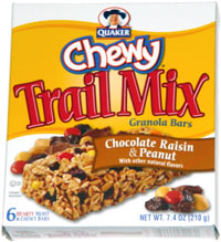 Quaker Chewy Trail Mix Granola Bars Chocolate Raisin Peanut