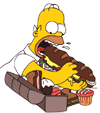 Homer Simpson eating a sandwich