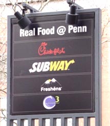 Locust Walk signage for the Penn Chick-fil-A