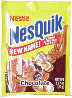 Packet of Nesquik powder included in box of cereal