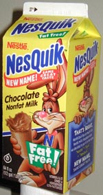 Nesquik half-gallon container (fat-free version)