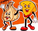 Old Dutch Cheddar and Garlic mascots