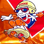 Vitner's Chip Bag mascot goes skateboarding