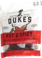 Duke's Hot & Spicy Smoked Shorty Sausages Made with Fresh-Diced Serrano Peppers