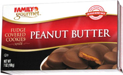 Family Gourmet Fudge Covered Cookies with Peanut Butter