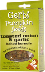 Gerbs Pumpkin Seeds Toasted Onion & Garlic Baked Kernels