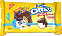 Golden Oreo Fudge Cremes with Birthday Cake Creme