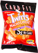 Hain PureSnax Carb Fit Nacho Cheese Twists Crispy Soy Snacks