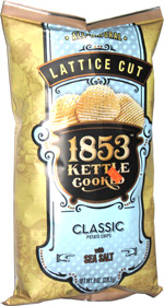 1853 Kettle Cooked Lattice Cut Classic Potato Chips with Sea Salt