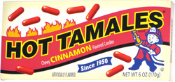 Hot Tamales Chewy Cinnamon Flavored Candies (retro box)