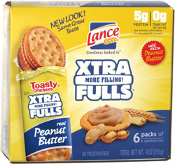 Lance Tasty Crackers Xtra Fulls Peanut Butter