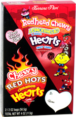 Redhead Chewy Lemonhead & Friends Hearts Fruit Candy and Chewy Red Hots Cinnamon Hearts Candy