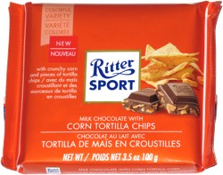 Ritter Sport Milk Chocolate with Corn Tortilla Chips