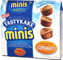 Tastykake Minis Peanut Butter Flavored Cupkakes made with Reese's Peanut Butter