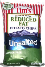 Tim's Cascade Style Reduced Fat Potato Chips Unsalted