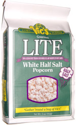 Vic's Corn Popper Gourmet White Lite Half Salt Popcorn