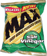 Walkers Max Salt and Vinegar Deep Ridge Potato Chips