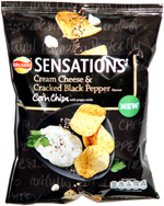 Walkers Sensations Cream Cheese & Cracked Black Pepper Corn Chips with Poppy Seeeds