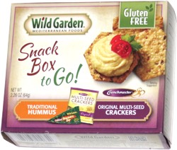 Wild Garden Mediterranean Foods Snack Box to Go! Traditional Hummus Original Multi-seeds Crackers
