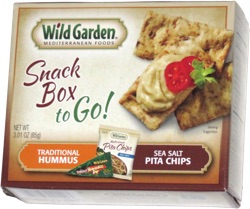 Wild Garden Mediterranean Foods Snack Box to Go! Traditional Hummus Sea Salt Pita Chips
