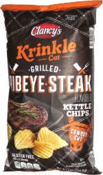 Clancy's Krinkle Cut Grilled Ribeye Steak Kettle Chips Cowboy Cut