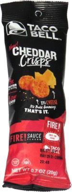 Taco Bell Cheddar Crisps Fire! Sauce Flavor