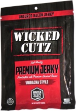 Wicked Cutz Premium Jerky Handcrafted with Premium Uncured Bacon Sriracha Style